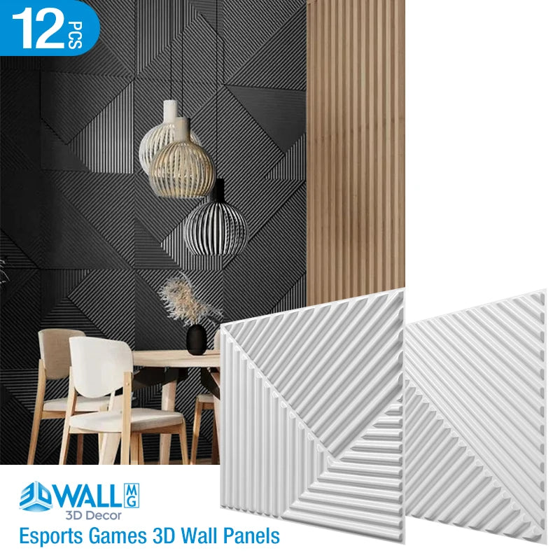 12 Pcs Super 3D Art Wall Panel PVC Waterproof renovation 3D wall sticker Tile Decor Diamond Design DIY Home Decor11.81''x11.81''