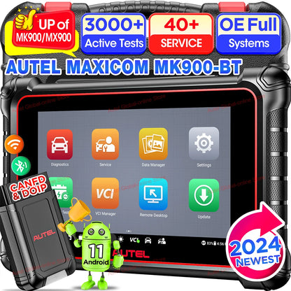 2024 Autel MaxiCOM MK900BT Scanner Car Diagnostic Tool CAN FD DoIP Bluetooth Scanner MK906 BT Automotive Tools Upgrade of MK808S