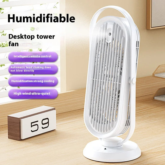 Product Title: Portable Humidifier Fan - Dual Blade Air Cooler with Remote Control and USB Charging