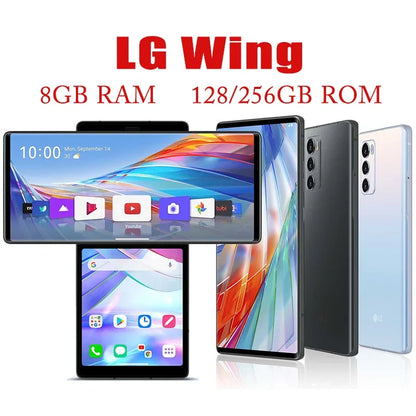 LG Wing F100N/F100VM/F100TM  Single/Dual Sim Android 6.8"  8GB ROM 128/256GB RAM Rear Camera Unlocked Original Cell Phone NFC