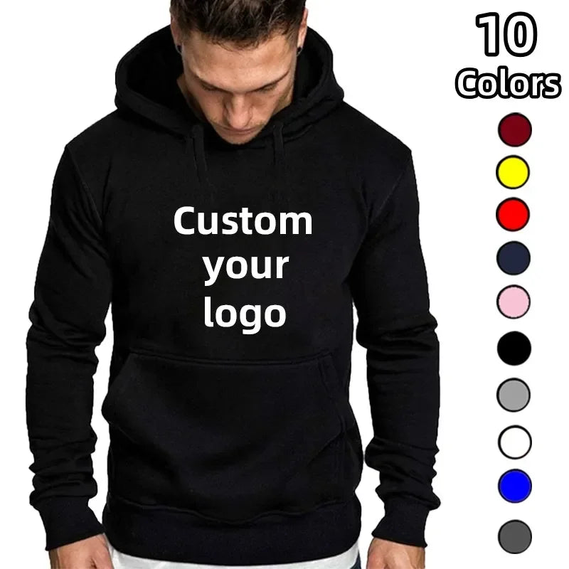 Customized hooded shirt for men and women, featuring photos and logos of your design. High end gifts in EU sizes