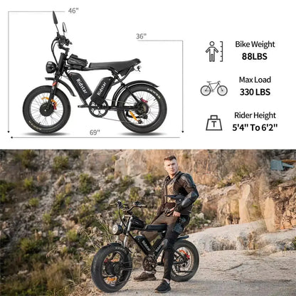 Electric Bicycle 2000W Dual Motor 52V40Ah Dual Battery Electric Bike Mountain Motorcycle All-terrain 20*4.0 Inch Fat Tire E Bike