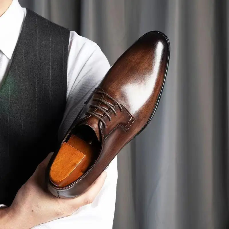 Quality Dress Shoes Business Men Leather Shoes Pointed Toe Leather Shoes Men Formal Groom Wedding Leather Shoes for Men Oxfords