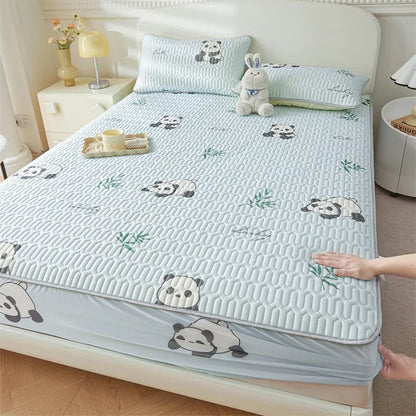 Summer Latex Folding Bed Mat Kit Cooling Feel Bed Sheet and Pillowcase Single Double Mattress Cover Home Textiles Cool Bedspread