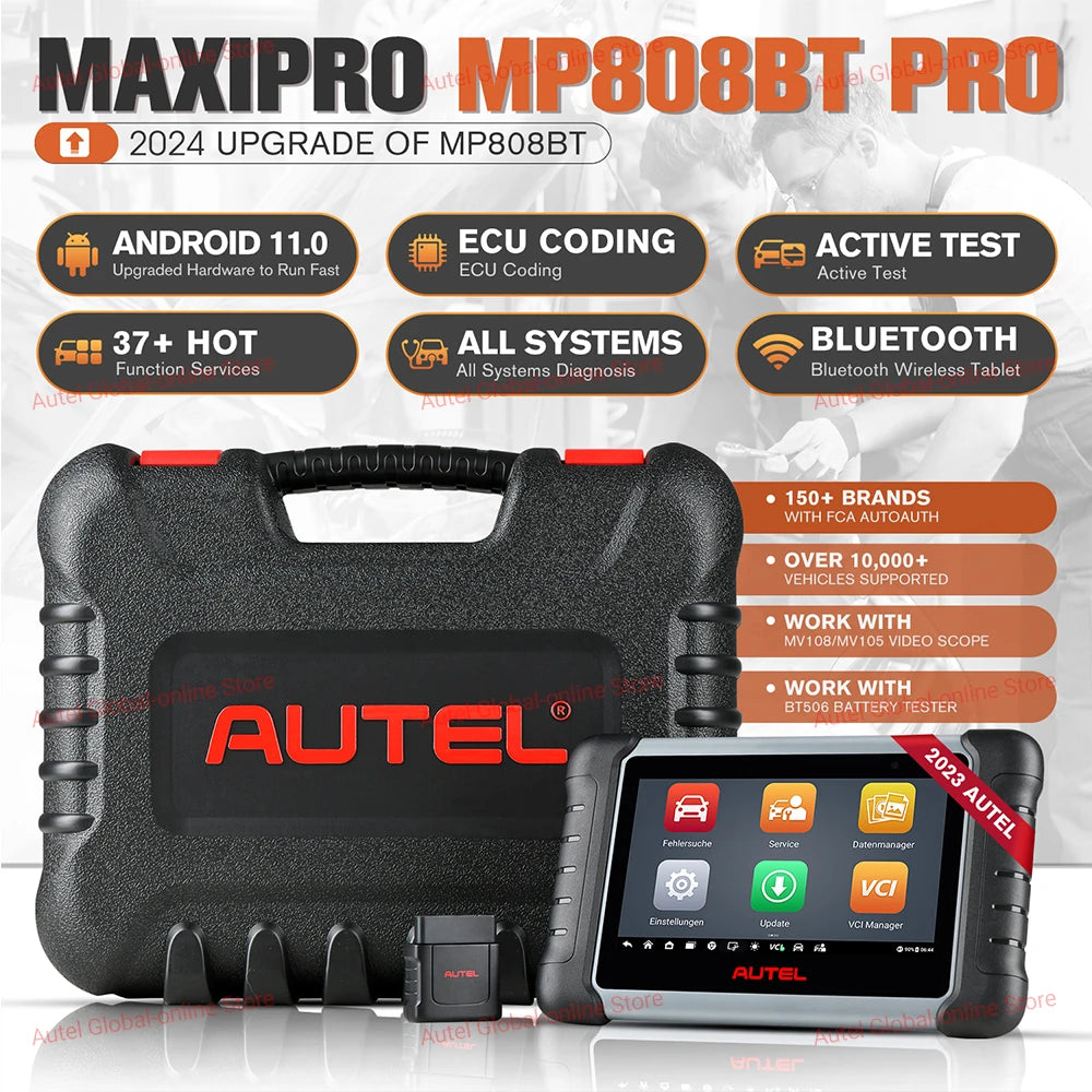 2024 Autel MP808BT PRO Professional Automotive Scan Tool OBD2 Bi-Directional Scanner ECU Coding, 38+ Service Upgraded of MP808BT