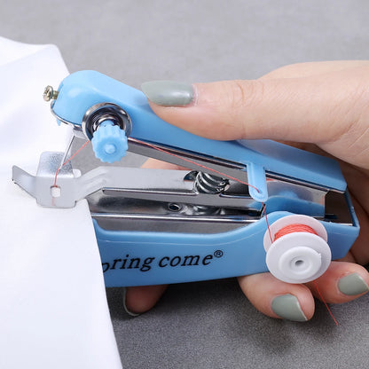 Portable Handheld Sewing Machine Mini Manual Cordless Stitching Machine for Clothes Fabrics DIY Needlework Handy Stitch Tools