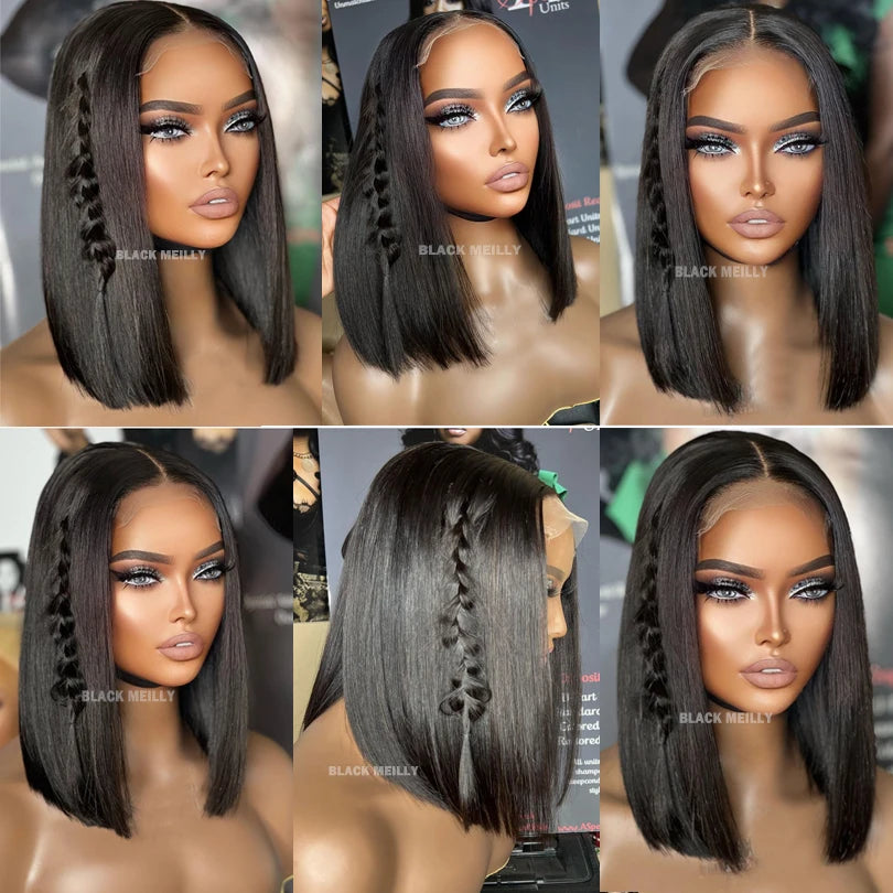 Glueless Bob Wig Human Hair Straight 5x5 Transparent Lace Wigs Pre-Plucked 5x5 Silk Base Full Lace Wigs for Women