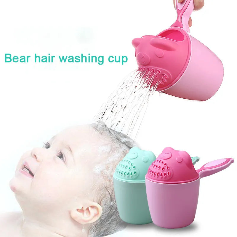 Cartoon Baby Bath Caps Toddle Shampoo Cup Children Bathing Bailer Baby Shower Spoons Child Washing Hair Cup Kids Bath Tool