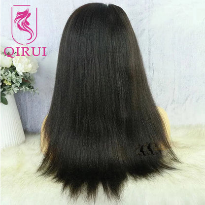 Brazilian Human Hair Silk Base Full Lace Wig Pre Plucked Light Yaki Silk Top Full Lace Human Hair Wig 130%-180%Density Baby Hair