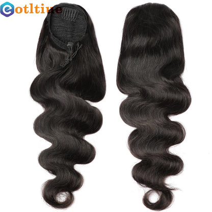 Body Wave Human Hair Drawstring Ponytail Clip In Brazilian Remy Hair Ponytail Natural Color Heat Resistant Pony Tail For Women