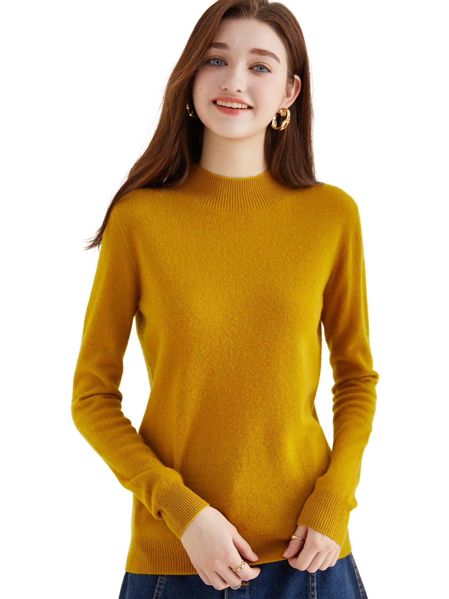 Turtleneck Sweaters Top Women's Sweater Wool Knitwears 100% Wool Knit Pullover 2023 New Winter Long Sleeve Jerseys Women Clothes