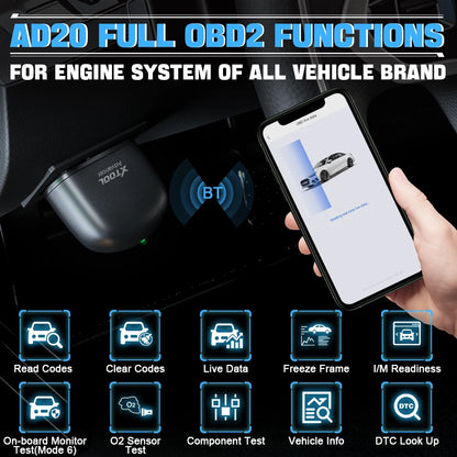 XTOOL AD20 OBD2 Scanner Live Data Car Diagnostic Tools Fault Code Reader Automotive Scan Check Engine Light Lifetime Free Update