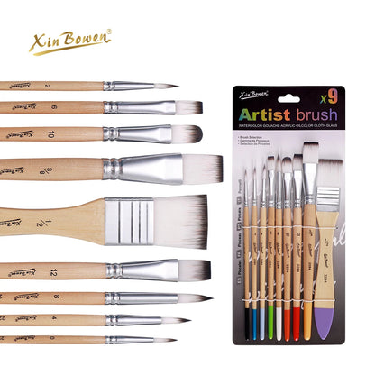 Nylon brush set, art supplies, beginner art wall painting, watercolor, oil painting, acrylic paint board brush tools