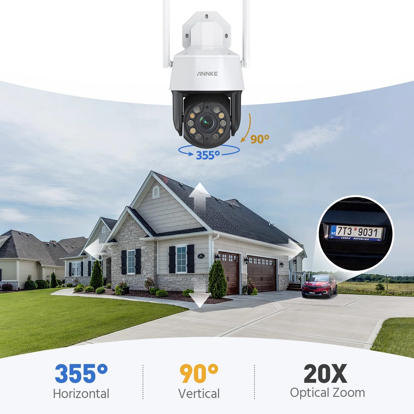 Annke 5MP PTZ Wifi IP Camera H.265 Outdoor AI Human Auto Tracking 20X Zoom IP Camera Two Way Audio  Security Protection