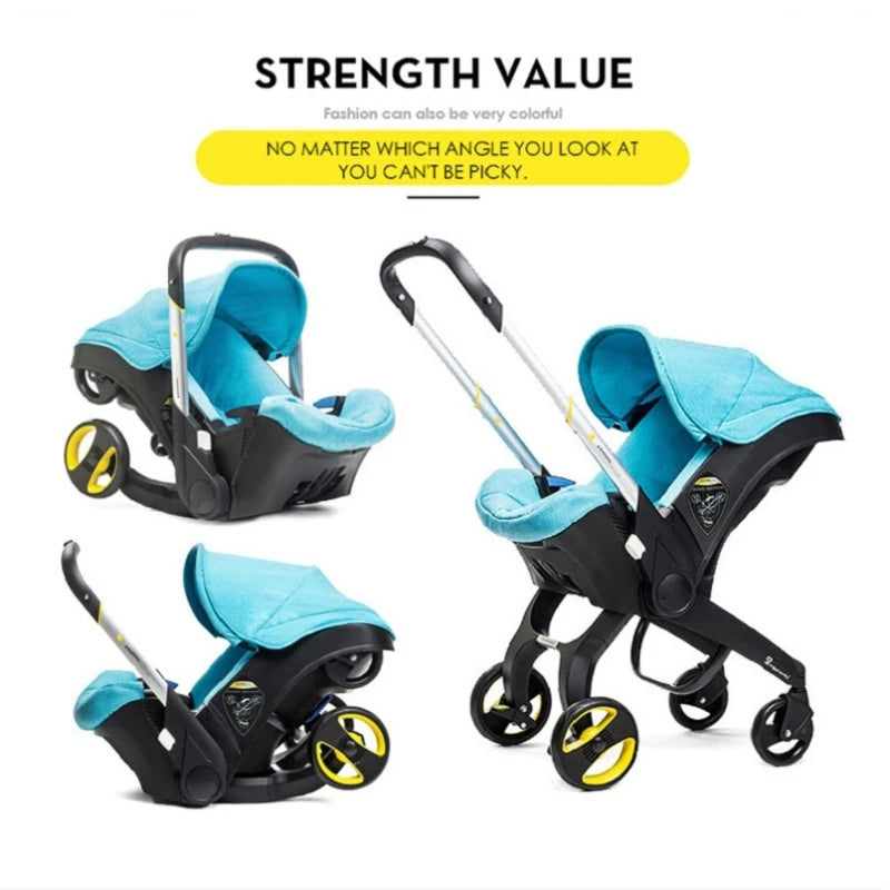 4 in 1 Baby Stroller Safety Cart Carriage Folding Lightweight Multi-functional Travel System Baby Pushchair Baby Carriage