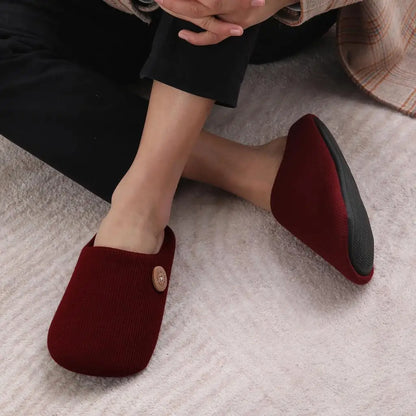 Litfun Winter Women Memory Foam Cotton Slippers With Durable Rubber Sole Anti-Slip Fluffy Warm Slippers Men Warm Home Shoes