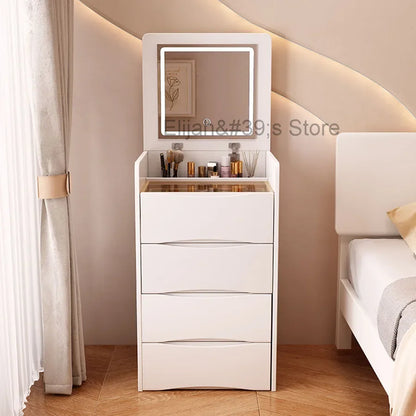 Flip Top Vanity Table Lighting Dividers Design Drawers Gray Color Small Tall Bedside Dressers Affordable Komody Room Furniture