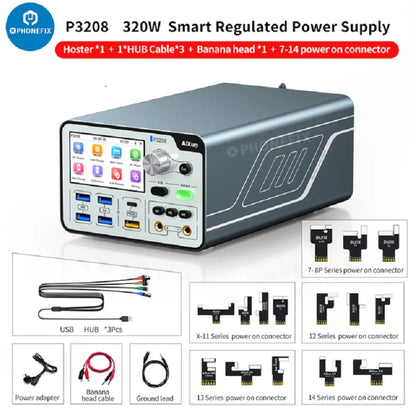 AiXun P3208 320W 32V/8A Portable Phone Repair Diagnostic Tool Power Supply With One Key Boot Power Cable For iPhone 7-14 Pro MAX