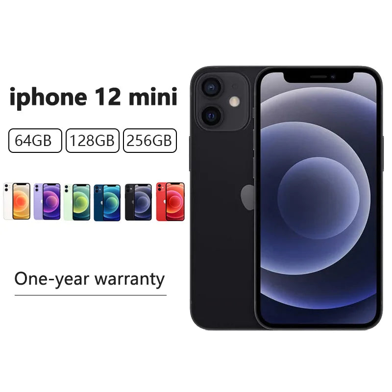 Original Apple 12 mini 64GB / 128GB / 256 ROM iPhone unlocks 5,4 inch OLED 5g screen a14 bionic chip with face ID camera 12mp