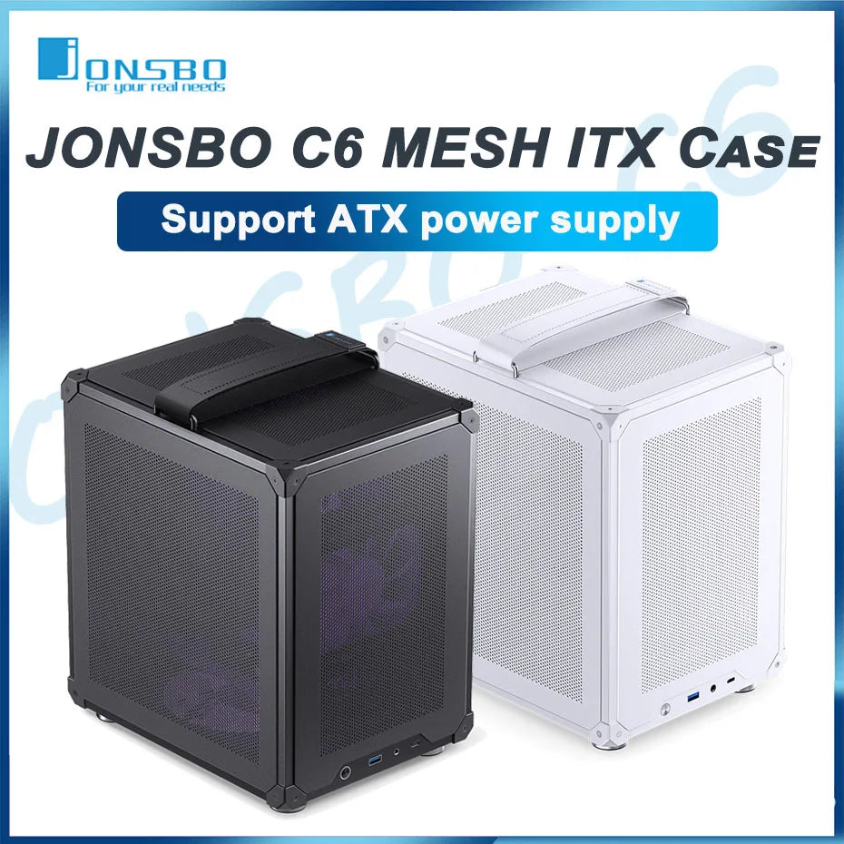 JONSBO C6 ITX/M-ATX Home Office Mini Desktop PC Case MESH Boards Type-C Interface ATX Power Supply Portable Chassis