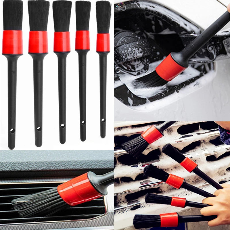 1/5pcs Car Cleaning Brush Kit Automotive Detail Brushes For Car Interior Detailing Brush Set Wheel Rims Clean Brush Plastic