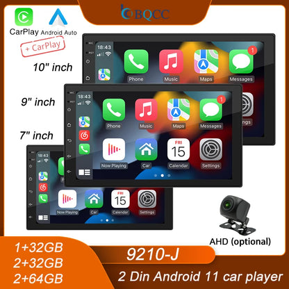 BQCC 4-Core 2 Din Car Radio with Android Auto, CarPlay, Android 11, 4G GPS, and 7"/9"/10" IPS Touchscreen | WIFI & Bluetooth Automotive Multimedia Player