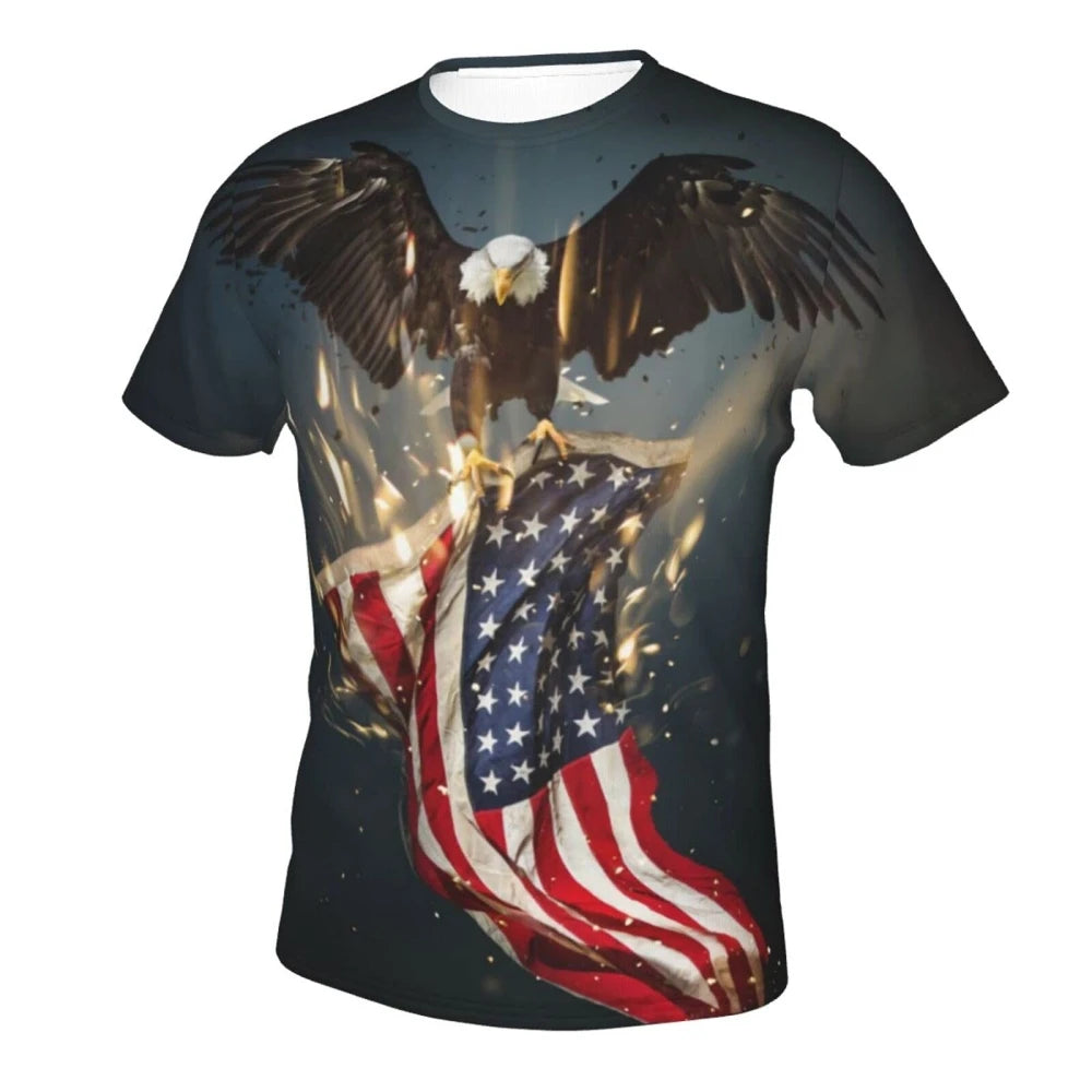 American Eagle T-Shirt for Men 3D Printed Patriot American Flag Shirt Top Sports Run Top American Street Features Plus Size Top