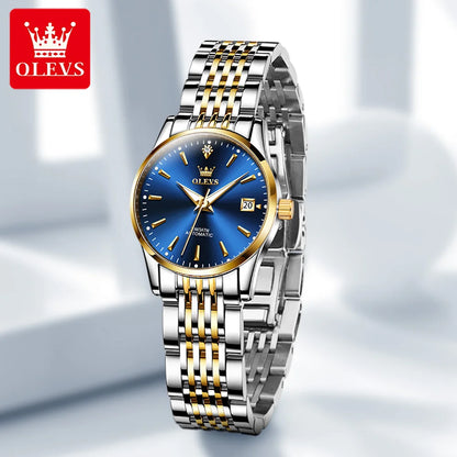 OLEVS Automatic Mechanical Watch for Women Original Movement Luxury Stainless Waterproof Luminous Women's Wristwatch Reloj Mujer