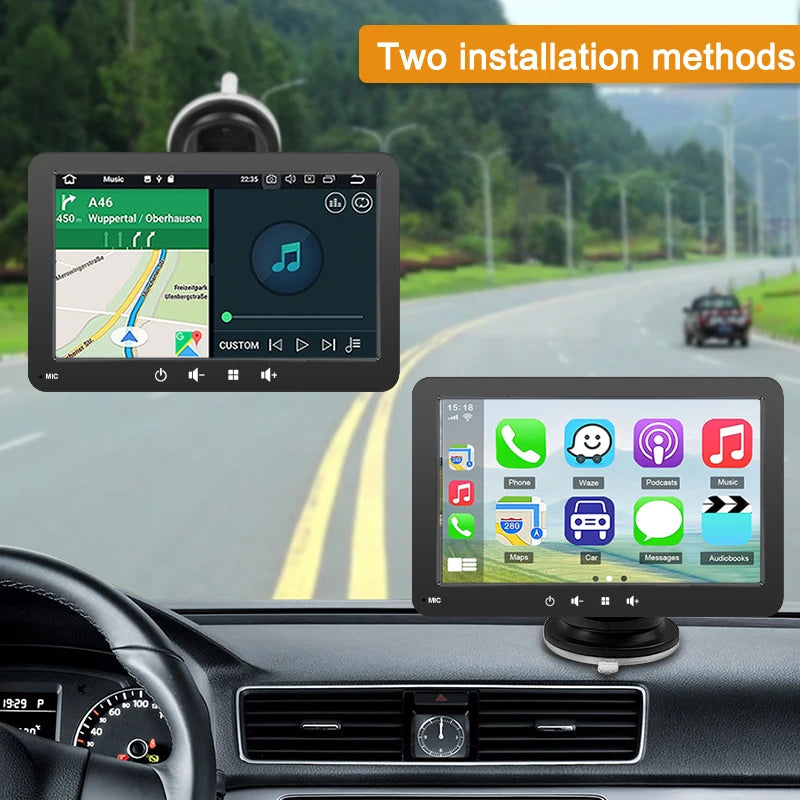 Universal 7" Car Radio Multimedia Player - Wireless CarPlay & Android Auto, Touchscreen, Bluetooth, Intelligent System