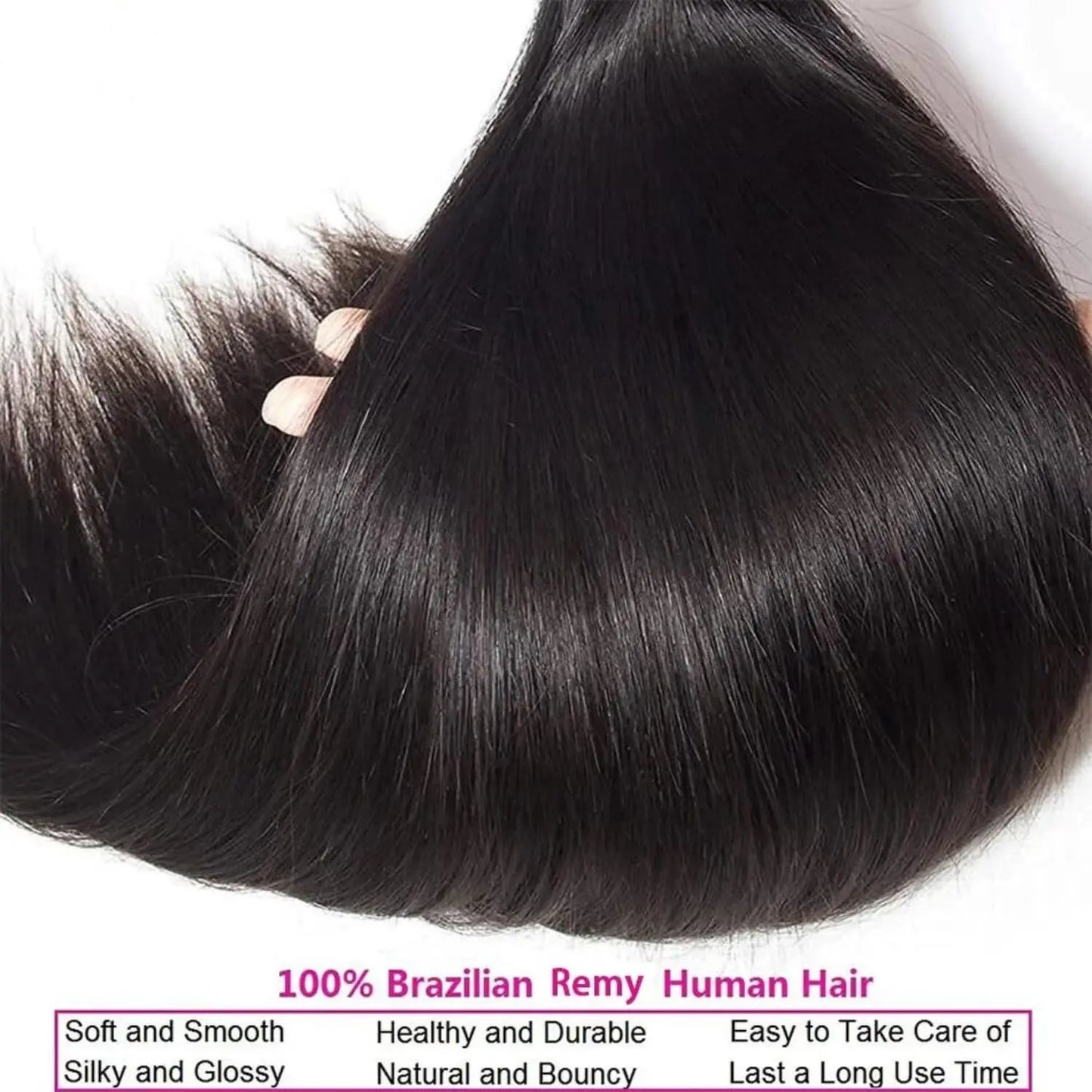 Luxurious Brazilian Straight Human Hair Extensions – 30-32 Inch Raw Hair Bundles (1/3/4 Pcs), Smooth, Natural, and Silky