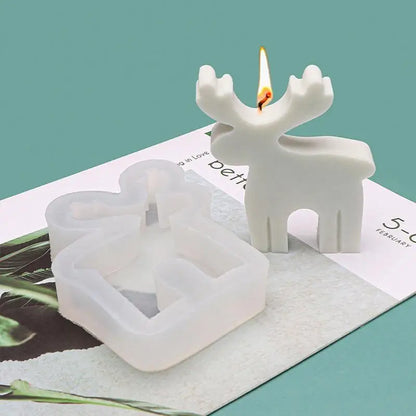 Reindeer Silicone Candle Molds Christmas Tree Gingerbread Man Scented Candle Making Supplies DIY Soaps Mould Home Decor