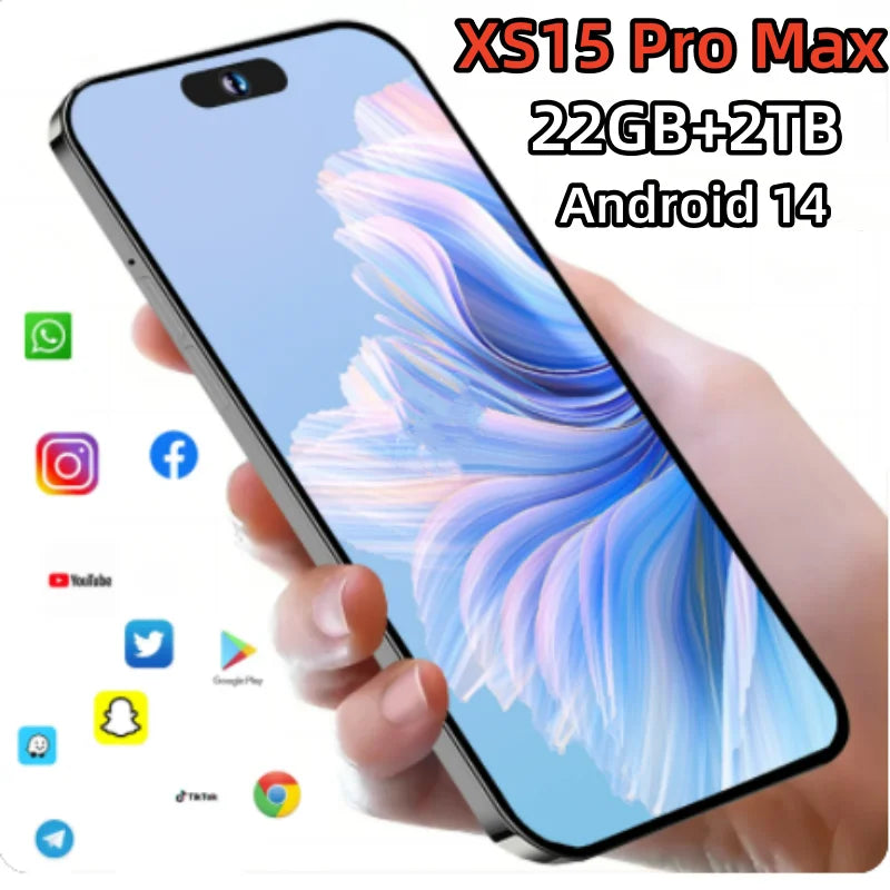 Original For Brand Smartphone 7.3 inch New XS15 Pro Max Full Screen 4G 5G Cell Phone 8000mAh Mobile Phones Global Version