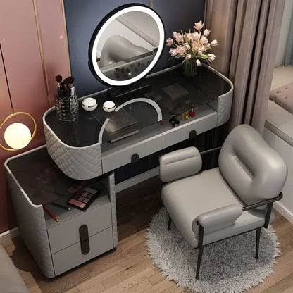 Vanity Desk Modern Dresser Table LED Mirros Design Bedroom Dressing Table Density Board Makeup Tavolo Trucco Home Furniture