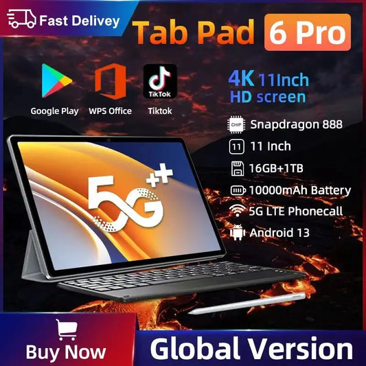 2024 Original Global Version Tablets Android 13 Pad 6 Pro Snapdragon 888 Tablet PC 16GB+1TB And 5G Dual SIM Card HD 4K  Tab