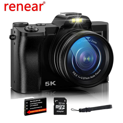 5K Digital Camera WiFi Camera Vlogging 48MP Autofocus Cameras for Photography Point and Shoot Digital Cameras 16x Digital Zoom