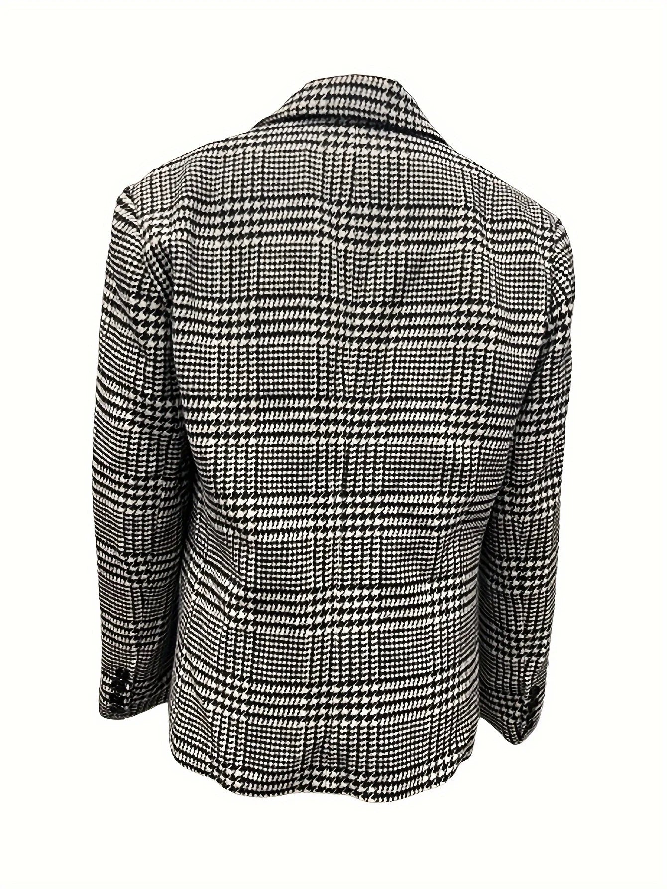 Men's Casual Vintage Houndstooth Suit Jacket With Chic Double Button Closure, Casual Business Style Outerwear, Old Money Style