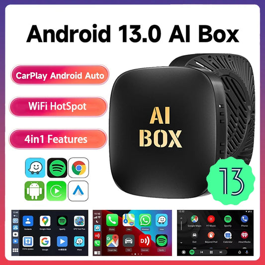 Carplay AI Box with Android 13 – Wireless Android Auto, Smart TV Streaming, WIFI, Netflix & YouTube Support, FOTA Upgrade for Car Intelligent Systems