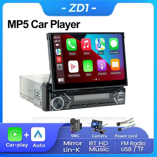 Premium 2Din Android Car Radio for VW with 7" Retractable Screen, MP5 Player, GPS, Carplay, Android Auto - All-in-One Multimedia Experience