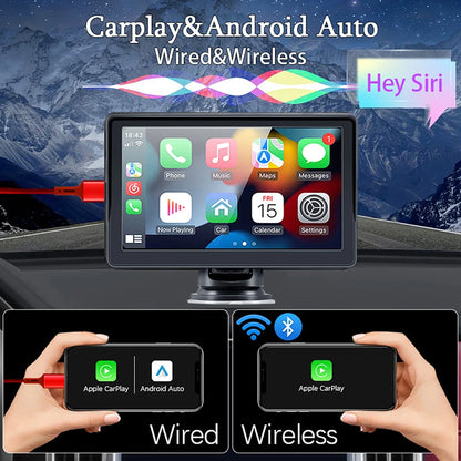 2024 CarPlay Smart AI Box: 7" Portable Car Radio with Wireless CarPlay, Android Touch Screen Video Player - Universal Fit for All Vehicles