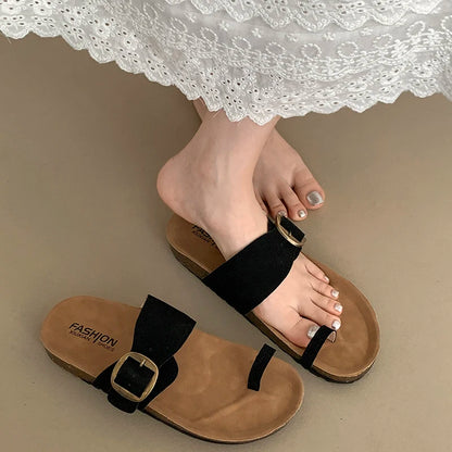 2024 Summer Women Slippers Fashion Clip Toe Ladies Outdoor Beach Vacation Flats Slides Female Rome Style Shoes