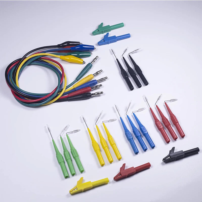 Multimeter Test Leads Alligator Clip to 4mm Banana Plug Probe Back Probes Kit Pins for Automotive Repair Inspection Tools Set