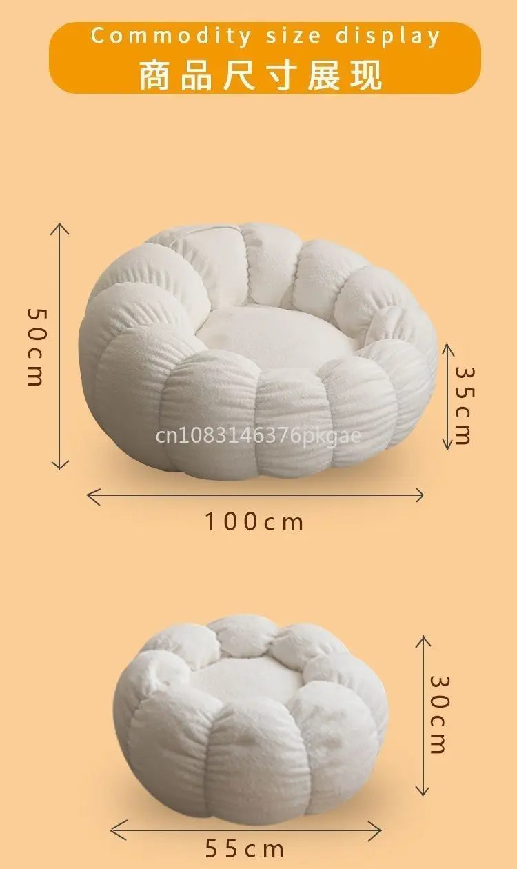 Lazy Sofa Chair Tatami Single Lamb Velvet White Cute Bedroom Balcony Leisure Chair Furniture