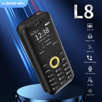 XUESEVEN L8 Mini Laser Mobile Phone 2G GSM Dual SIM Magic Voice Bluetooth Dial Cat Toy Card Visual Demonstration Tool Cellphones