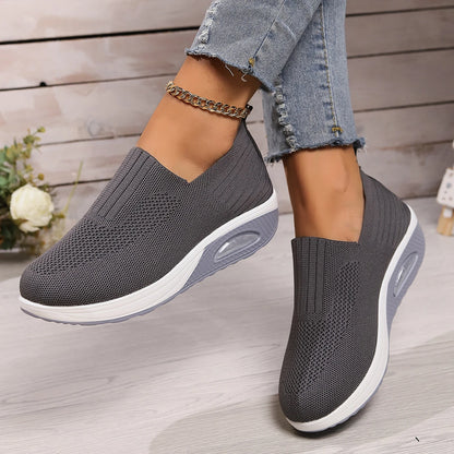 Women Walking Shoes Air Cushion Non Slip Orthopedic Shoes Ladies Platform Mules Breathable Wedge Female Sneakers