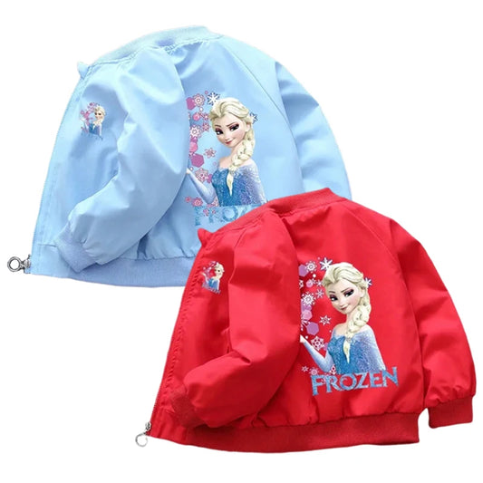 fashion Children Clothing 2024 Spring Autumn New Baby Girls Frozen Elsa Jacket Coat Kids Cartoon Zipper Long Sleeves Outerwear