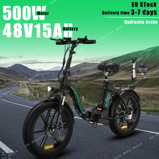 Electric Bicycle 500W Brushless Motor 48V15AH Lithium Battery City Folding Ebike Adult Mountain 20*4.0-in Fat Tire Electric Bike