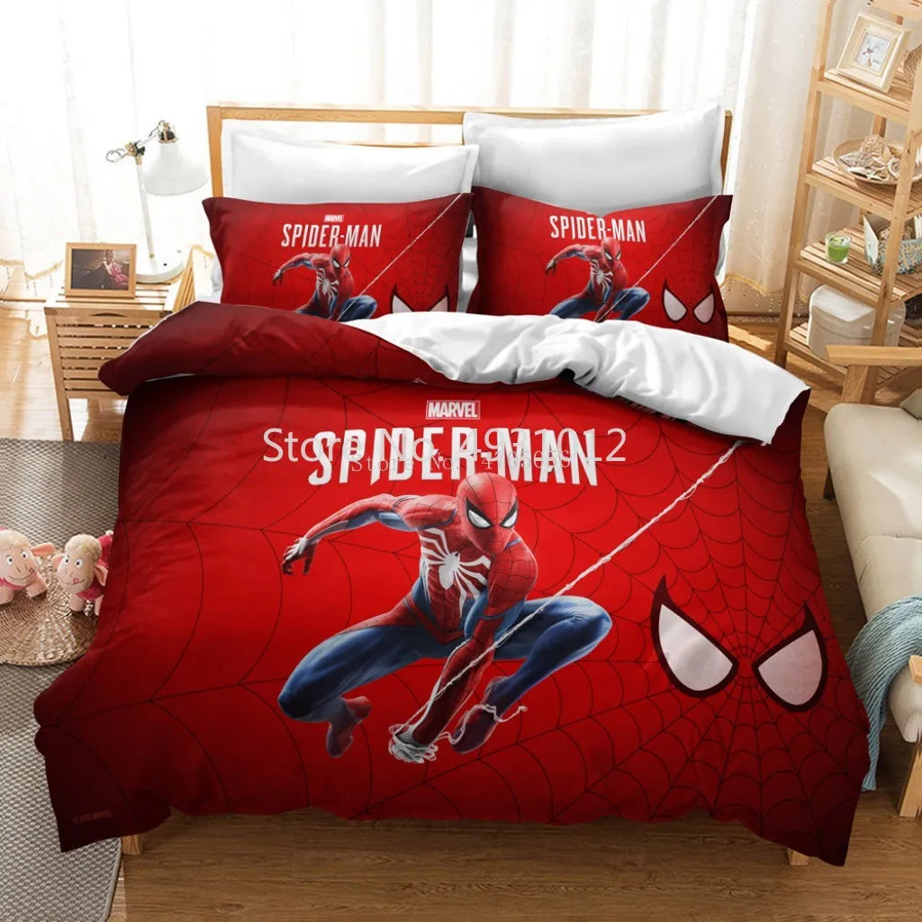 Disney Cartoon 3D Bedding Set Spiderman Double Eu Single 3pcs Comforter Duvet Cover Sets Bedclothes Boys Gift 3 Pcs