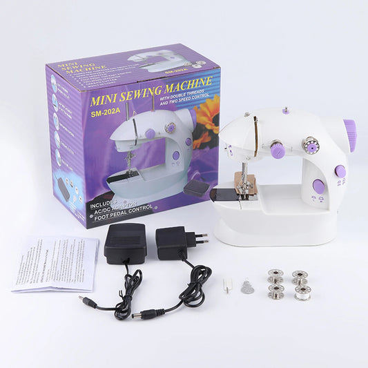 Household Electric Sewing Machine Mini Portable Household Night Light Foot Pedal Straight Line Hand Table Two Thread Kit