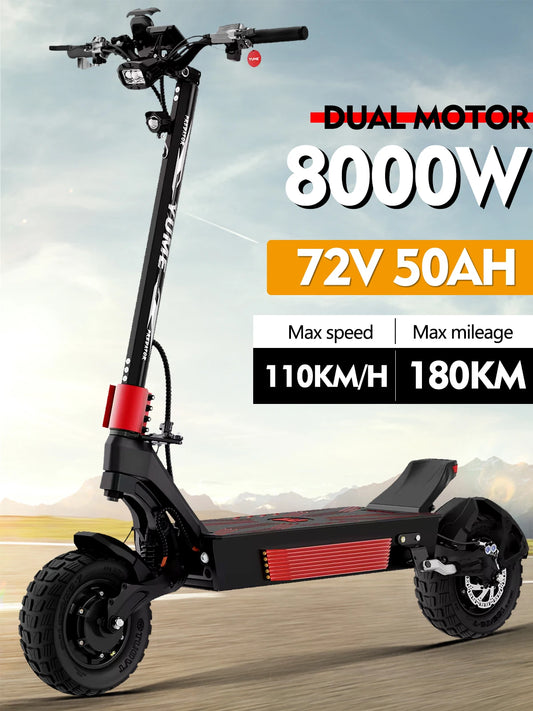 YUME PREDATOR 8000W-72V-50AH Dual Motor Electric Scooter Maximum Speed 110KM/H Maximum Range 180KM Thumb Throttle 13 Inch Tyre