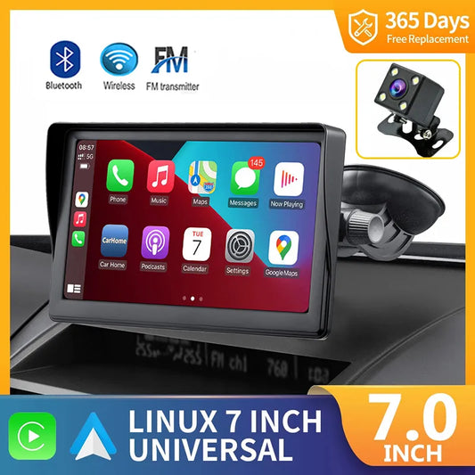 7-Inch Car Radio with Touch Screen | Wireless Apple CarPlay & Android Auto | Automotive Multimedia System with 4.3-Inch Reverse Camera | Intelligent Car Systems